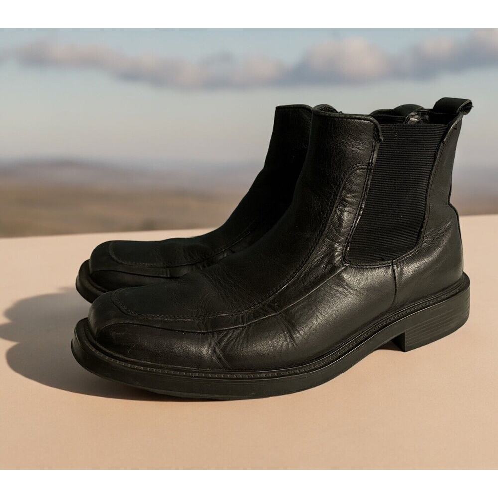 ALFANI Men's Boots Italy Leather SquareToe Chukka Lace Black Size 8.5